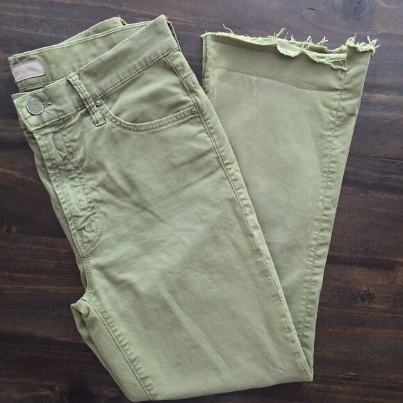 Mother The Insider Crop Step Fray Jeans Army Green Sz 27 - Picture 7 of 8